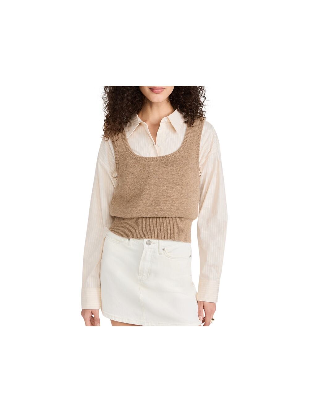 Astr The Label Classic Brown Combo Guinevere Layered Sweater Size L